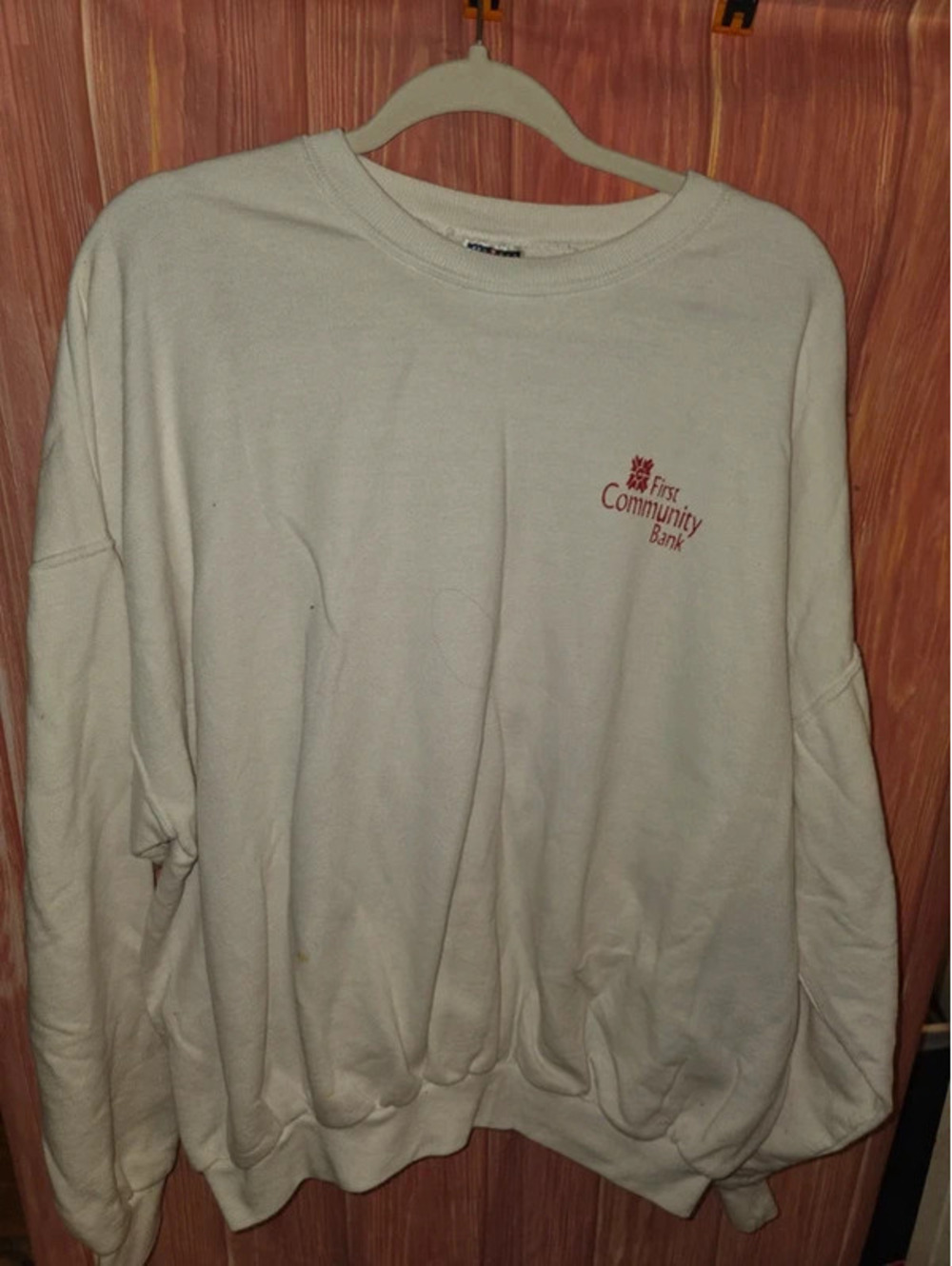 Jerzees White Fleece Crewneck Sweatshirt First Community Bank Pullover 3XL